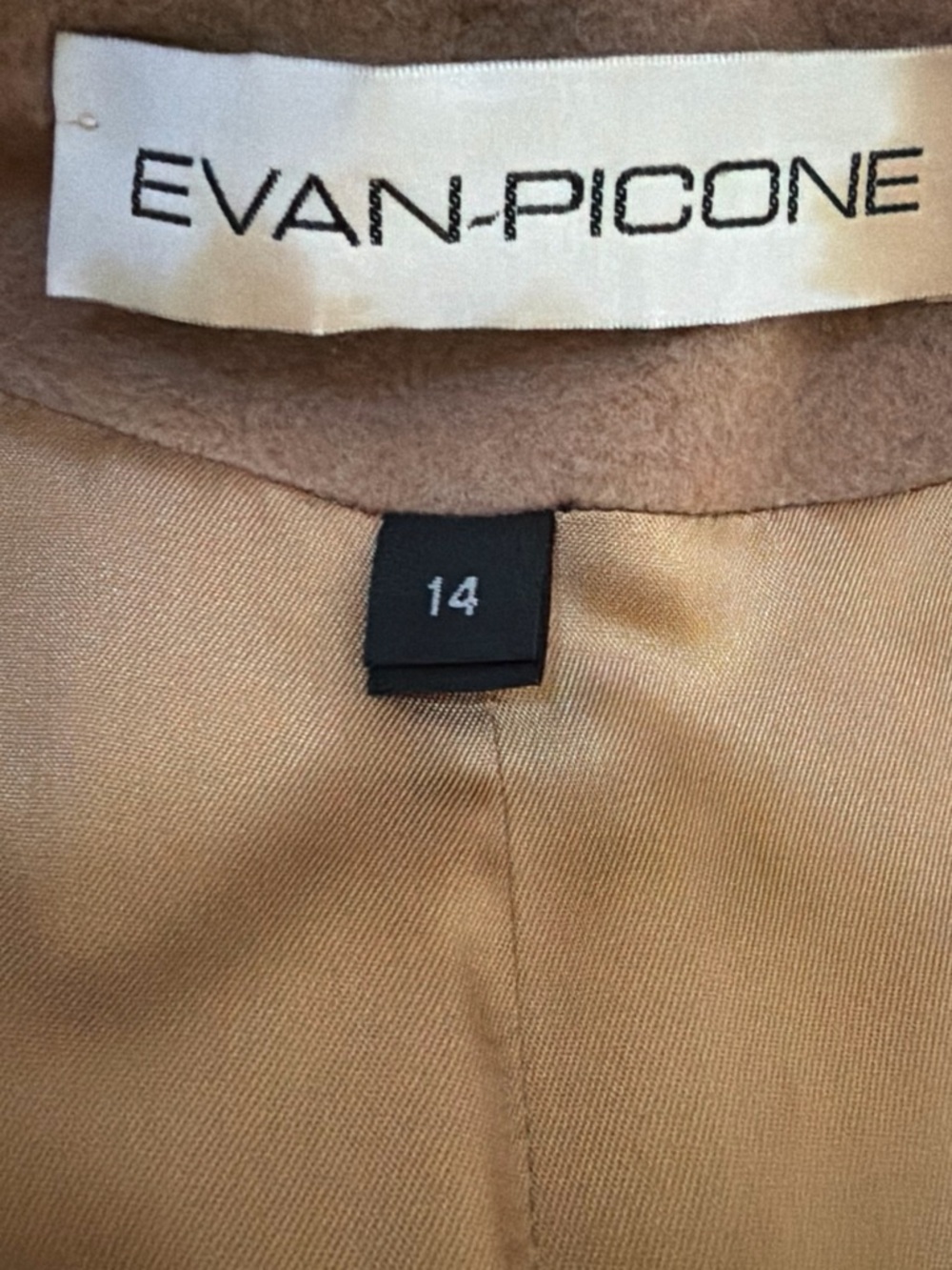 Evan Picone Camel Brown Wool-Blend Pea Coat - Picture 7 of 7